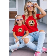 Lorvex Anne Kız Kombin Oversize Tişört %100 Pamuk Baskılı Rahat Kalıp Twin T-Shirt