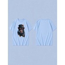 Lorvex Monkey Farm Baskılı %100 Pamuk Oversize Unisex Tişört Rahat Kesim T-Shirt