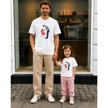 Lorvex Babalar Günü Baba Kız Kombin Tişört Oversize %100 Pamuk Baskılı T-Shirt (Kombin Için 2 Adet Sipariş Verilmelidir)