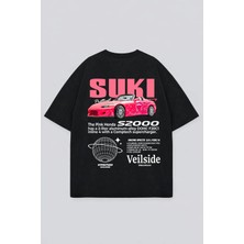 Lorvex T-Shirt Oversize Unısex %100 Pamuklu Rahat Kalıp Sukı Baskılı Tişört