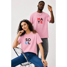 Lorvex Çift Kombin Erkek-Kadın Oversize T-Shirt %100 Pamuk Baskılı Rahat Kalıp Sevgili Tişörtü 2'li