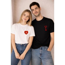 Lorvex Valentine’s Day Sevgililer Günü 14 Şubat Çift Kombin T-Shirt 2’li Unisex Anahtar Baskılı