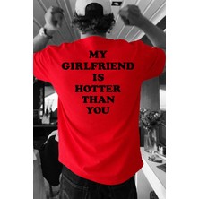 Lorvex Tişört Oversize %100 Pamuklu Rahat Kalıp Hotter Than Baskılı T-Shirt
