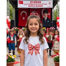 Lorvex 23 Nisan Temalı Kırmızı Kareli Kurdele Baskı Çocuk-Yetişkin Tshirt Tişört