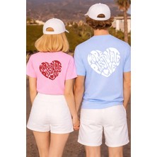 Lorvex T-Shirt Çift Kombini 14 Şubat Sevgililer Günü (Valentine’s Day) 2’li Hearts Baskılı