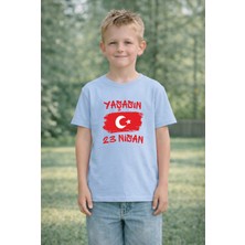 Lorvex Çocuk T-Shirt 23 Nisan Egemenlik ve Çocuk Bayramı Tişört Unisex %100 Pamuk Baskılı Rahat Kalıp