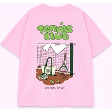Lorvex Oversize T-Shirt Unısex %100 Pamuklu Rahat Kalıp Tennis Club Baskılı Tişört