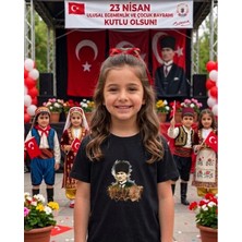 Lorvex Milli Bayram Temalı Atatürk Baskılı Çocuk-Yetişkin Pamuklu Tshirt Tişört
