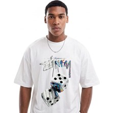 Lorvex Oversize Unisex T-Shirt %100 Pamuk Zar Baskılı Tişört Rahat Kalıp