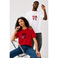 Lorvex Çift Kombin Erkek-Kadın Oversize T-Shirt %100 Pamuk Baskılı Rahat Kalıp Sevgili Tişörtü 2'li