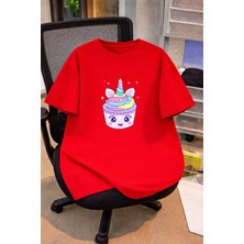 Lorvex Oversize Çocuk Genç Tişört %100 Pamuk Baskılı Rahat Kalıp Günlük Şık T-Shirt