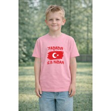 Lorvex Çocuk T-Shirt 23 Nisan Egemenlik ve Çocuk Bayramı Tişört Unisex %100 Pamuk Baskılı Rahat Kalıp
