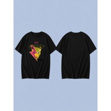 Lorvex Hungry Stay Baskılı %100 Pamuk Oversize Unisex Tişört Rahat Kesim T-Shirt
