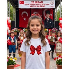 Lorvex 23 Nisan Temalı Kırmızı Kurdele Baskı Çocuk-Yetişkin Tshirt Tişört