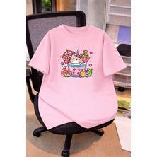 Lorvex Oversize Çocuk Genç Tişört %100 Pamuk Baskılı Rahat Kalıp Günlük Şık T-Shirt