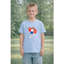 Lorvex Çocuk T-Shirt 23 Nisan Egemenlik ve Çocuk Bayramı Tişört Unisex %100 Pamuk Baskılı Rahat Kalıp