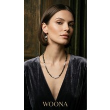 Woona Kanada Yeşim Taşı ( Jade ) & Aytaşı & Kırık Aytaşı & Oniks Taşı Premium Aa Kalite Doğaltaş El Yapımı Kolye Küpe Set