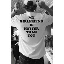 Lorvex Tişört Oversize %100 Pamuklu Rahat Kalıp Hotter Than Baskılı T-Shirt