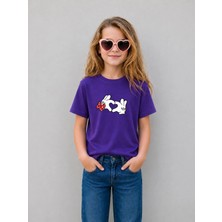 Lorvex Kız Çocuk Tişört %100 Pamuklu Baskılı Rahat Kalıp Yazlık T-Shirt