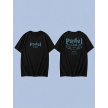 Lorvex Padel Club Tennıs Baskılı %100 Pamuk Oversize Unisex Tişört Rahat Kesim T-Shirt