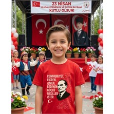 Lorvex Milli Bayram Temalı Baskılı Çocuk-Yetişkin Pamuklu Tshirt Tişört
