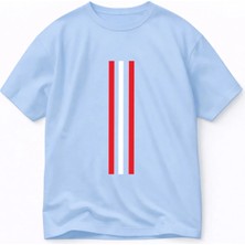 Lorvex Oversize T-Shirt Unısex %100 Pamuklu Rahat Kalıp Dikey Şerit Baskılı Premium
