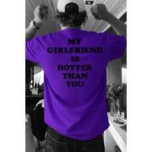 Lorvex Tişört Oversize %100 Pamuklu Rahat Kalıp Hotter Than Baskılı T-Shirt
