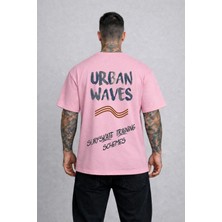 Lorvex Tişört Oversize Rahat Kalıp Unısex Urban Waves Baskılı %100 Pamuklu