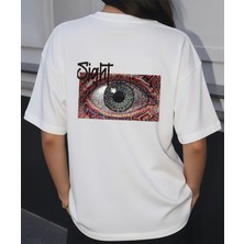 Lorvex Sight Göz Yöresel Baskı Oversize Pamuklu Unisex Tshirt-Tişört