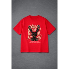 Lorvex Never Be My Baskılı Oversize Pamuklu Unisex Tshirt-Tişört