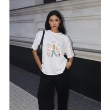 Lorvex Artist Baskılı Oversize Pamuklu Kadın Tshirt-Tişört