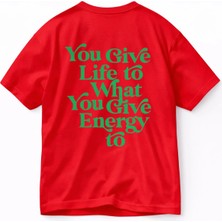 Lorvex Tişört Oversize Rahat Kalıp Unısex You Give Life Baskılı %100 Pamuklu