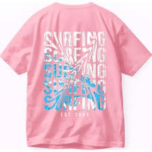 Lorvex Oversize (Rahat Kalıp) Unısex Surfıngg Baskılı %100 Pamuklu Tshirt-Tişört