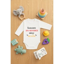 Lorvex Erkek Bebek Zıbın Çıtçıtlı Baskılı Sevimli Body Babamın En Sevdiği Baskılı