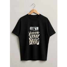 Lorvex Where Is My Mind Baskılı Oversize Unisex Pamuklu Tshirt-Tişört
