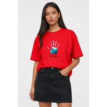 Lorvex T-Shirt Oversize Unısex Live Free Baskılı %100 Pamuklu