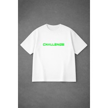 Lorvex Oversize Rahat Kalıp T-Shirt Challenge Baskılı Premium %100 Pamuk