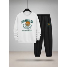 Lorvex Erkek Çocuk Sweatshirt-Eşofman Takım Bisiklet Yaka Basketbol Potası Baskılı 3 Iplik Şardonlu