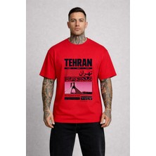 Lorvex Iran'ın Başkenti Tehran Baskılı Oversize Pamuklu Unisex Tshirt-Tişört