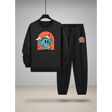 Lorvex Unısex Sweatshirt-Eşofman Çocuk Takım Bisiklet Yaka Great Thıngs Baskılı 3 Iplik Şardonlu
