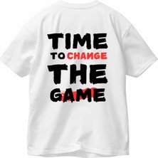 Lorvex %100 Pamuklu Oversize T-Shirt Rahat Kalıp Tıme To Change Baskılı Premium