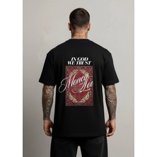 Lorvex In God We Trust Baskılı Oversize Pamuklu Unisex Tshirt-Tişört