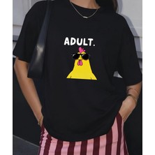 Lorvex Adult Horoz Baskılı Oversize Pamuklu Unisex Tshirt-Tişört