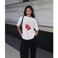 Lorvex Çilek 1967 Baskılı Oversize Unisex Pamuklu Tshirt-Tişört