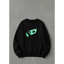 Lorvex Sweatshirt Unısex Oversize Bisiklet Yaka Silen Uzaylı Baskılı