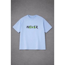 Lorvex Tişört Oversize Rahat Kalıp Never Give Upp Baskılı Premium T-Shirt %100 Pamuklu