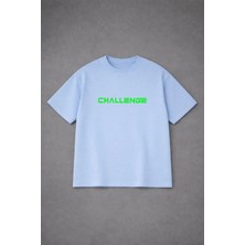 Lorvex Oversize Rahat Kalıp T-Shirt Challenge Baskılı Premium %100 Pamuk