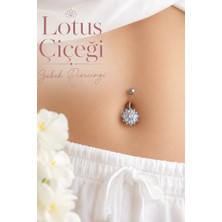 Sacce Scarves & Accessories Çelik Lotus Çiçeği Göbek Piercingi Gümüş Renkli