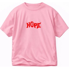 Lorvex Oversize T-Shirt %100 Pamuklu Rahat Kalıp Red Hope Baskılı Premium