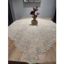 Yalıns Home Karmen Lüx Masa ve Fiskos Örtüsü Simli 95X95 cm Dantel Nakış